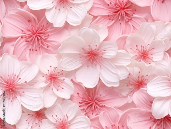 Fototapeta  Photo seamless pattern with pink flowers
