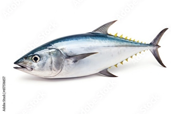 Obraz fresh bonito fish isolated on white background, created by Generative AI