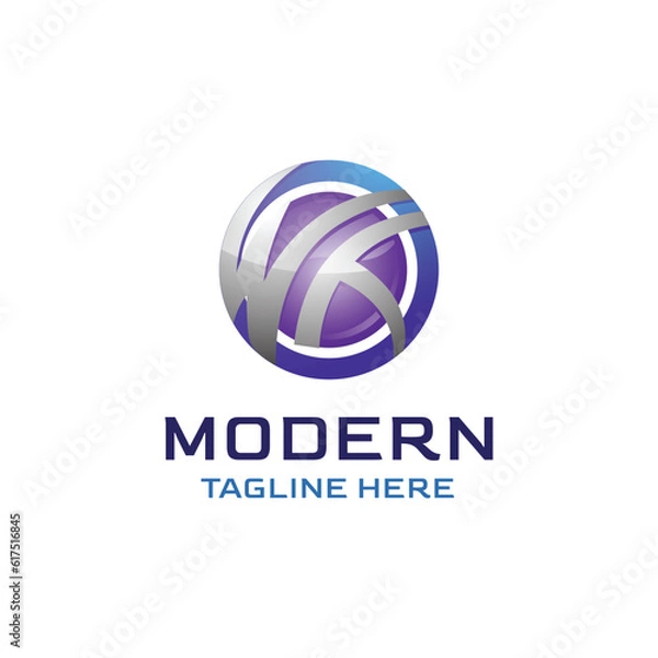 Fototapeta Vector letter WT modern logo design template illustration