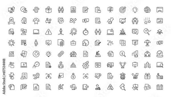 Fototapeta Assessment and analytics linear icons collection.Set of thin line web icon set, simple outline icons collection, Pixel Perfect icon set.