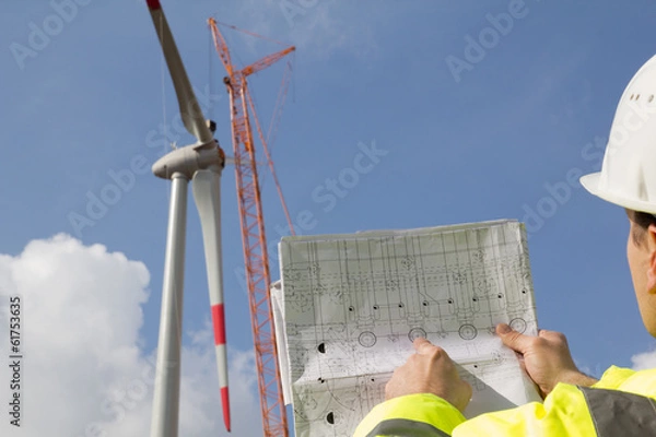 Obraz Alternative Energie - Windkraft Bau