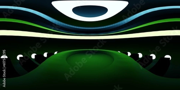 Obraz 3D Illustration; CGI modeling; HDRI; 360º view panoramic, interior studio lighting colored stripes 
