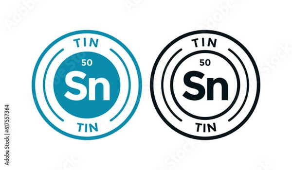 Fototapeta Tin logo badge template. this is chemical element of periodic table symbol. Suitable for business, technology, molecule, atomic symbol 