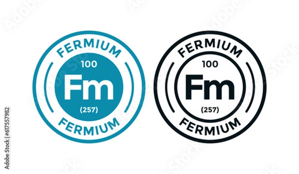 Fototapeta Fermium logo badge template. this is chemical element of periodic table symbol. Suitable for business, technology, molecule, atomic symbol 