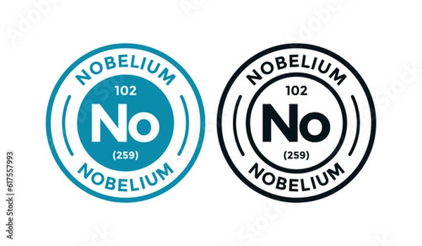 Fototapeta Nobelium logo badge template. this is chemical element of periodic table symbol. Suitable for business, technology, molecule, atomic symbol 