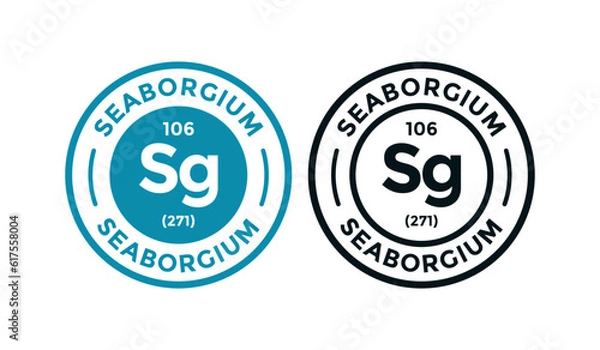 Fototapeta Seaborgium logo badge template. this is chemical element of periodic table symbol. Suitable for business, technology, molecule, atomic symbol 