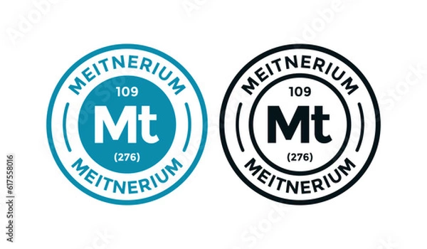 Fototapeta Meitnerium logo badge template. this is chemical element of periodic table symbol. Suitable for business, technology, molecule, atomic symbol 