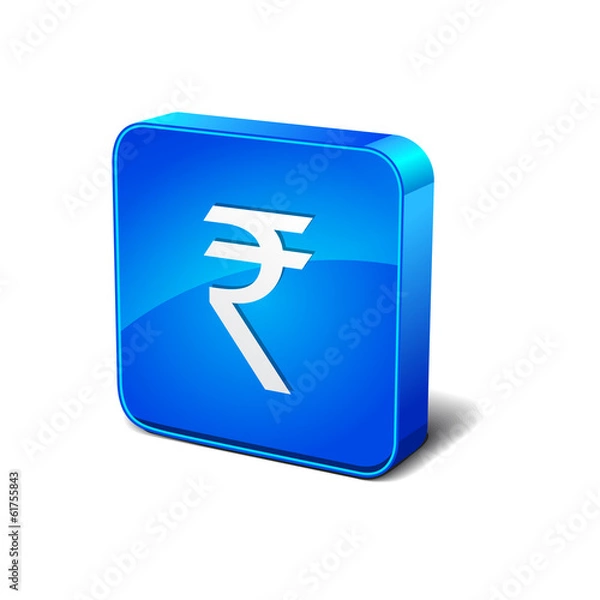 Obraz Rupee 3d Round Corner Blue Vector Icon Button