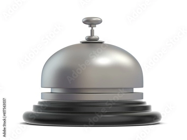 Fototapeta Reception bell. Side view. 3D render illustration isolated on white background