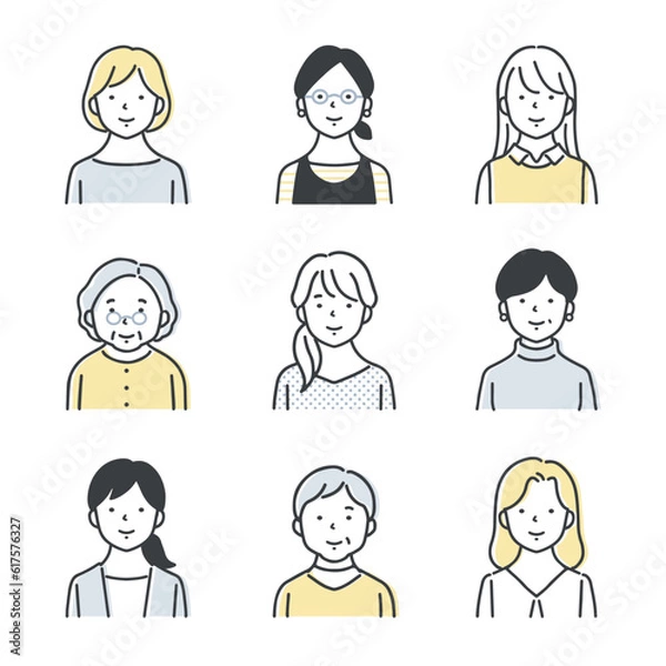 Obraz 様々な年代の女性のアイコンセット