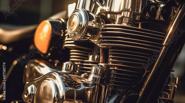 Obraz Close up of motorcycle engine