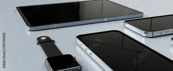 Fototapeta 3D rendered Realistic Smart devices 