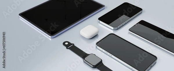 Fototapeta 3D rendered Realistic Smart devices 