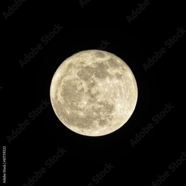 Fototapeta Full moon in dark night sky. Abstract background.