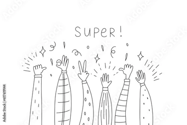 Fototapeta Super hand gesture sketch. Doodle style vector illustration for your design