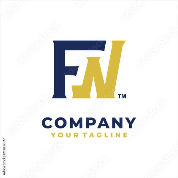 Fototapeta initial letter fw logo design 