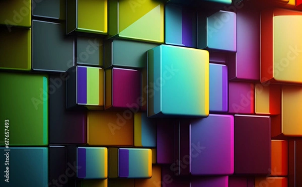 Fototapeta Abstract colorful background with squares. Generative AI