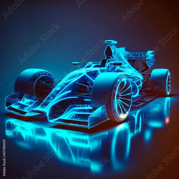 Obraz Illustration of a Futuristic Racing Car ; Content created using generative artificial intelligence tools