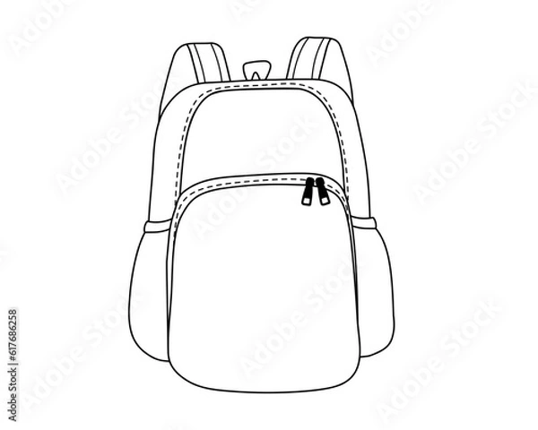 Obraz School backpack in simple line style.Vector illustration