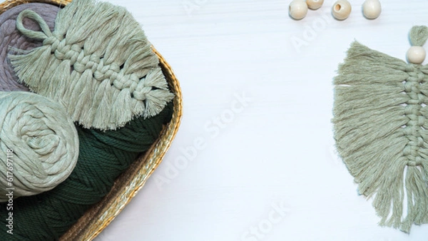 Fototapeta Skeins of thread for weaving macrame