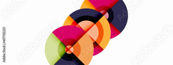 Fototapeta Circles with shadows trendy minimal geometric composition abstract background
