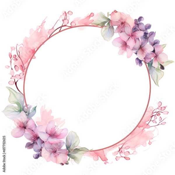 Fototapeta Floral watercolor frame. Illustration Generative AI.