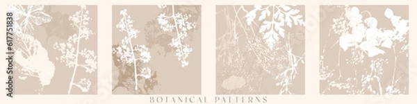 Fototapeta Delicate vector pattern wild flowers botanical background