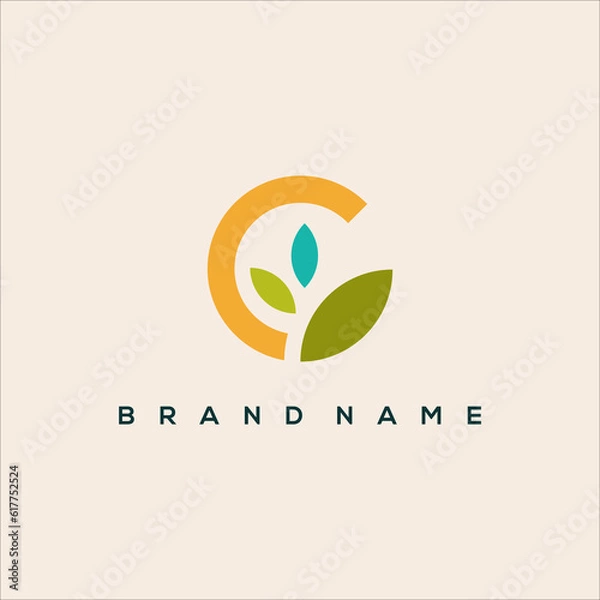 Fototapeta colorful plant logo with initial C vector