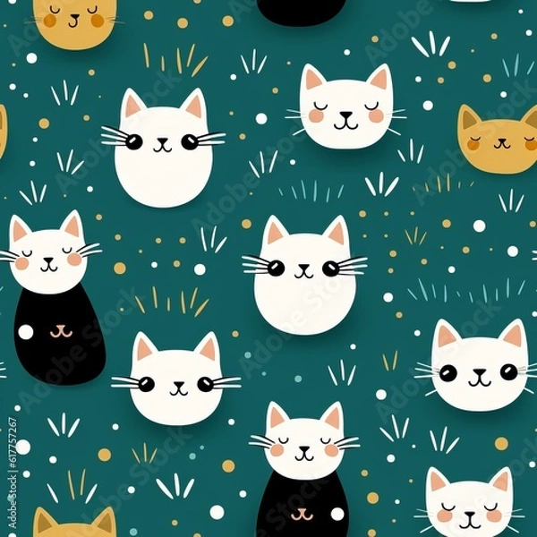 Fototapeta Cat seamless tile able texture