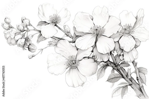 Fototapeta White blossom on white background, created using generative ai technology