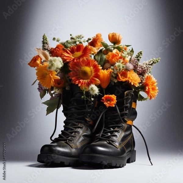 Obraz boots and flowers