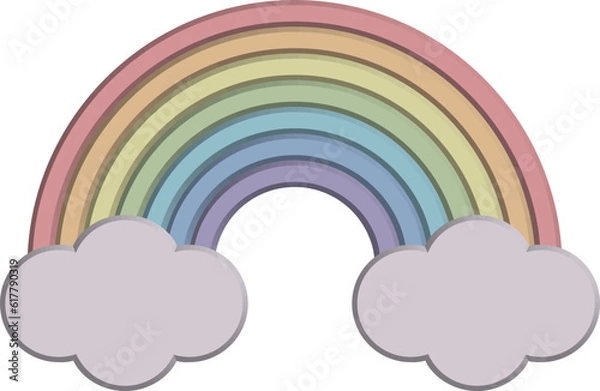 Fototapeta Rainbow with clouds 3D vector illustration icon