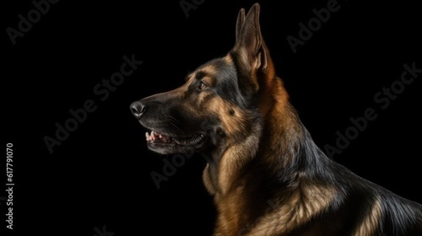 Obraz german shepherd dog on black background