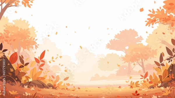 Fototapeta Autumn Landscape. Tło jesienne. Brązowe liście spadają. Krajobraz Wonderland w sezonie jesiennym. Ilustracja wektorowa EPS10