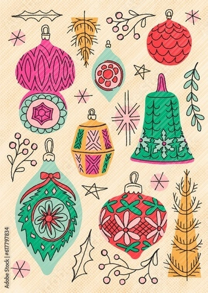 Fototapeta Merry Christmas and Happy New Year poster