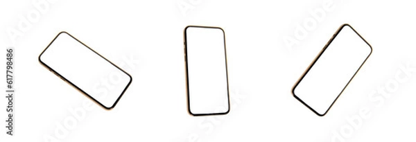 Fototapeta Collection of smartphone mockup blank screen isolated on white background, with clipping path.