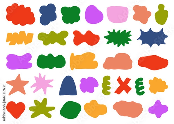 Fototapeta Cool Y2k Geometric Shapes. Collection of abstract brutalist bauhaus figures. Swiss Design Forms. Trendy modern graphic elements vector set.