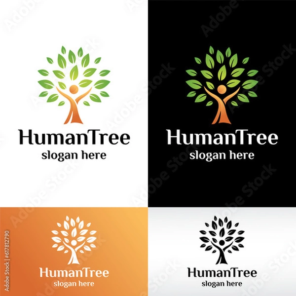 Fototapeta human tree logo design vector illustration