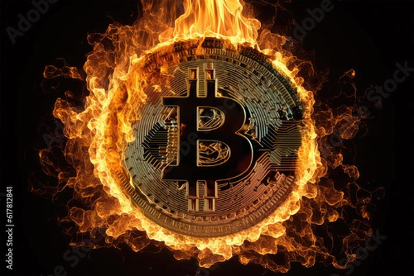 Fototapeta Bitcoin with futuristic theme cryptocurrency coin background