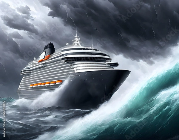 Obraz Cruise ship in the storm - Generative AI