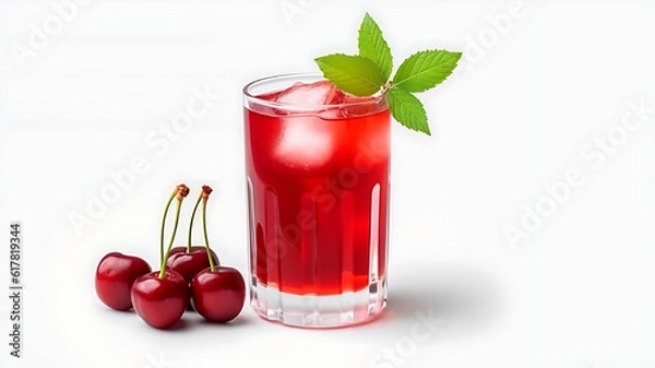 Obraz Cherry juice on a white background
