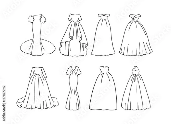 Fototapeta 白のドレスのイラストセット