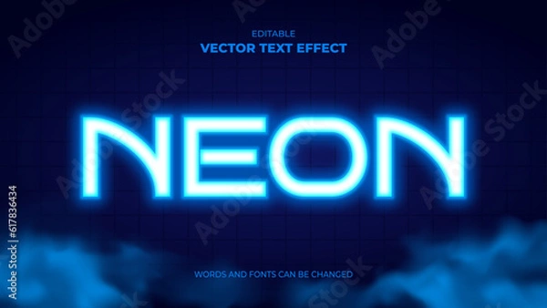Obraz blue neon glow editable text effect