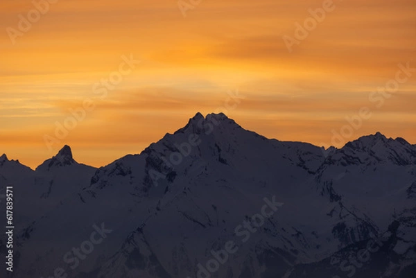 Obraz sunset in the mountains orange