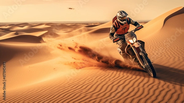 Obraz Rider on a ktm bike in the desert. Generative AI
