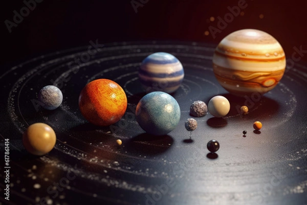Obraz Cosmic Sphere: A depiction of the solar system, showcasing planets in orbit, rendered with vibrant colors and cosmic details.