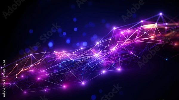 Obraz Neon Glow of Digital Communication, Ultraviolet Light Spectrum with Dynamic Data Transfer, generative ai.