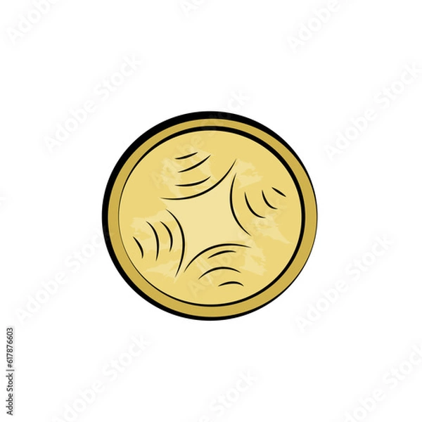 Obraz Yellow coin icon. Vector illustration isolated. Game element.