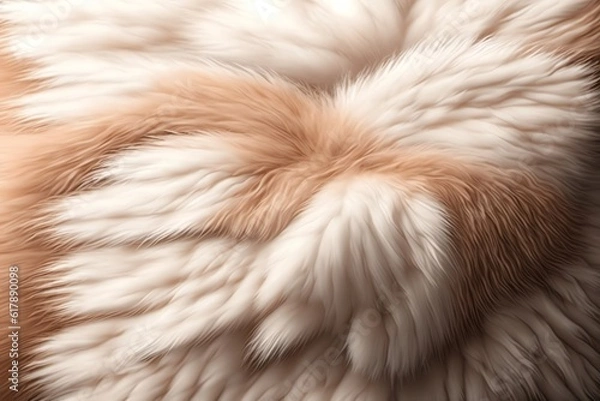 Fototapeta Texture of white shaggy fur. Artificial fur texture background. Generative AI.