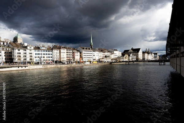 Obraz Gewitter über der Altstadt von Zürich